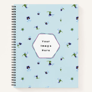 Pale Aqua Japanese Blue Purple Pansy Floral Patter Notebook