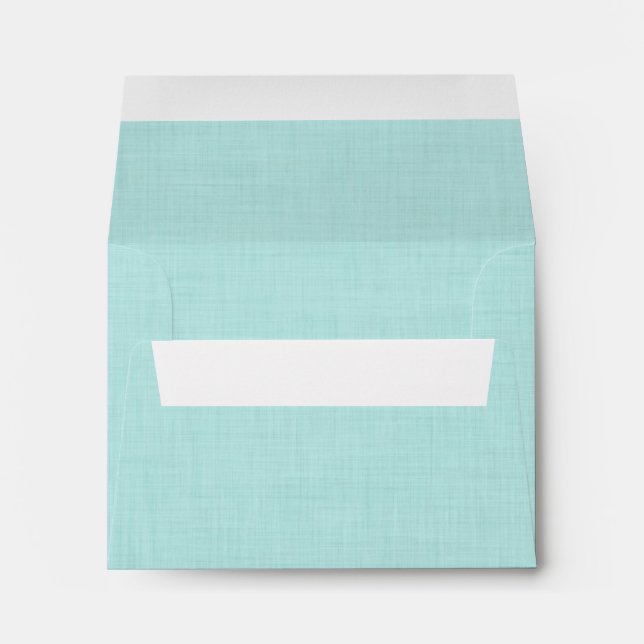 Pale Aqua Linen Look Wedding RSVP V03 Envelope (Back (Bottom))