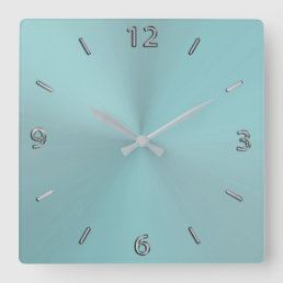 Pale Aqua Modern Metallic Wall Clock