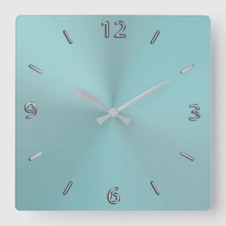 Pale Aqua Modern Metallic Wall Clock
