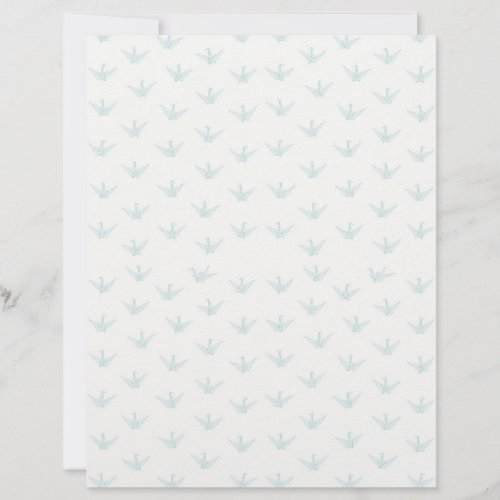Pale Aqua Origami Cranes on Near White