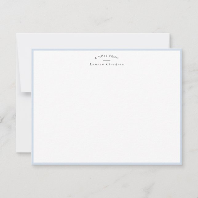 Pale Baby Blue Border Personalized Note Card (Front)