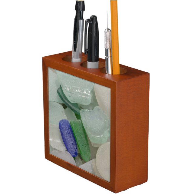 Pale Beach Glass Desk Organizer (In Situ)