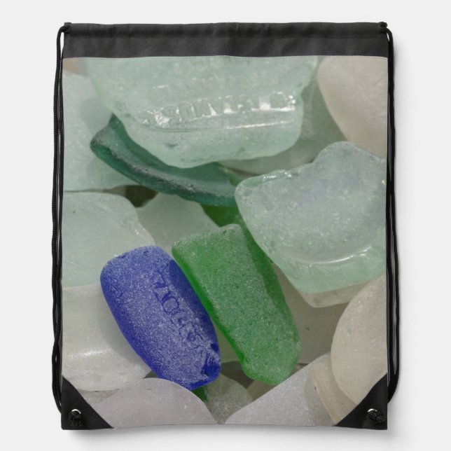 Pale Beach Glass Drawstring Bag (Front)