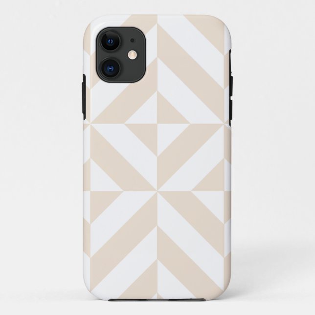Pale Beige Geometric Deco Cube Pattern Case-Mate iPhone Case (Back)