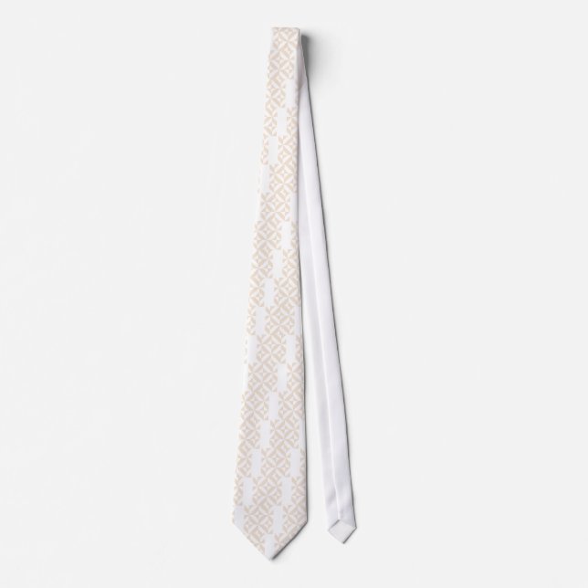 Pale Beige Geometric Deco Cube Pattern Tie (Front)