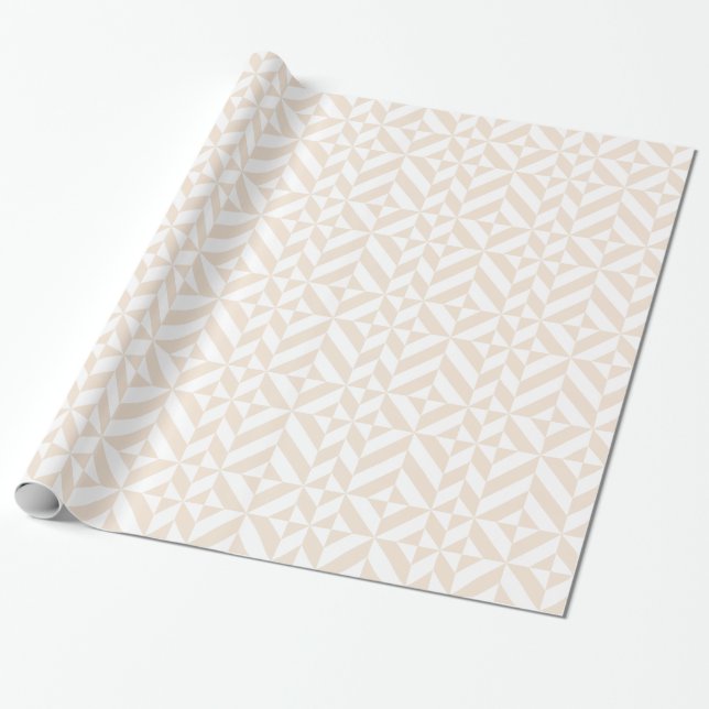 Pale Beige Geometric Deco Cube Pattern Wrapping Paper (Unrolled)