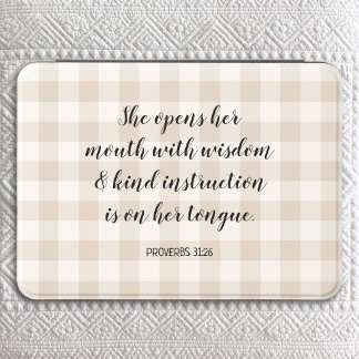 Pale Beige Gingham Calligraphy Bible Verse Text Kindle Cover