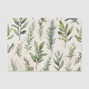 Pale Beige with Soft Green Herb Tissue Paper