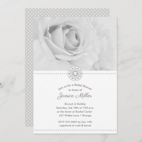 Pale Black and White Rose Bridal Shower Invitation