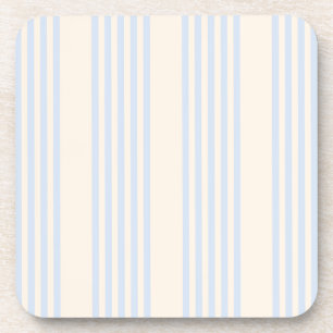 Pale blue and beige five stripes pattern beverage coaster