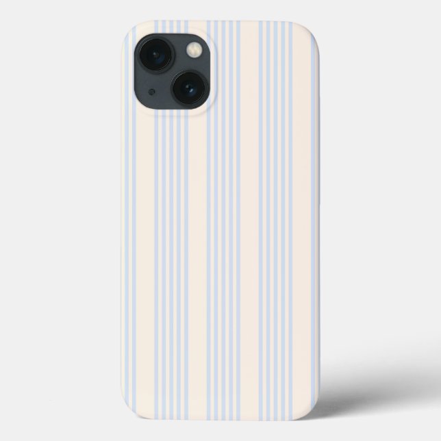 Pale blue and beige five stripes pattern Case-Mate iPhone case (Back)