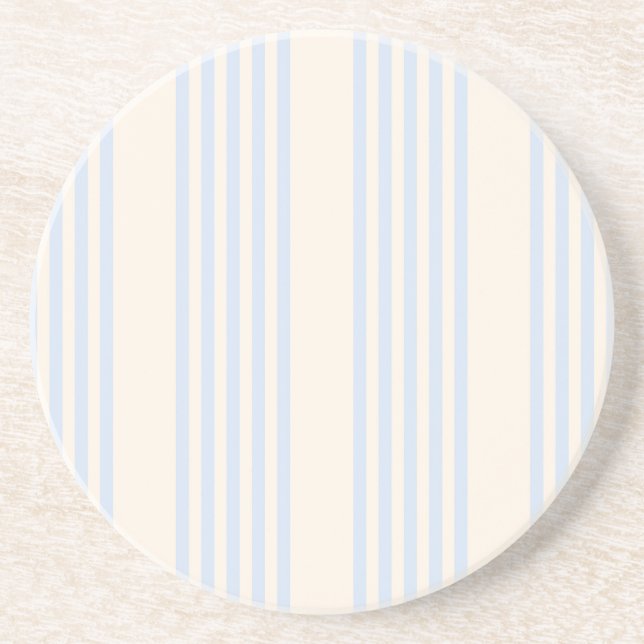 Pale blue and beige five stripes pattern coaster (Front)