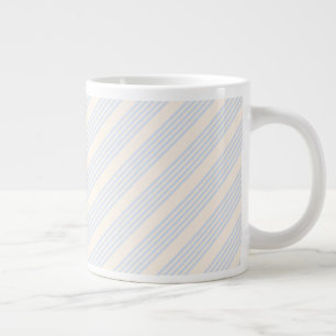 Pale blue and beige five stripes pattern giant coffee mug