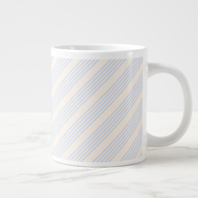 Pale blue and beige five stripes pattern giant coffee mug (Right)