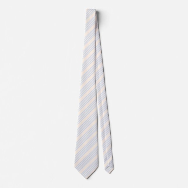 Pale blue and beige five stripes pattern neck tie (Front)
