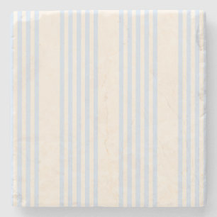 Pale blue and beige five stripes pattern stone coaster