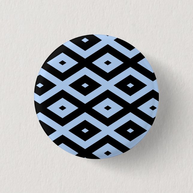 Pale blue and black diamond pattern button (Front)