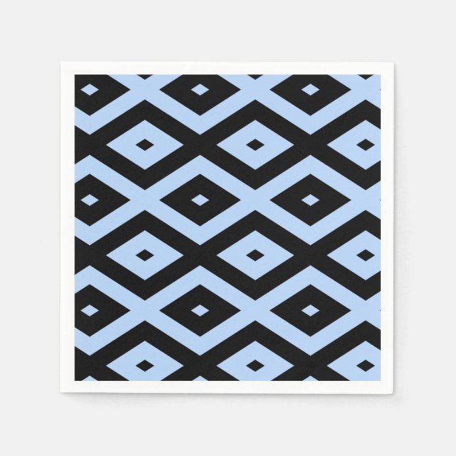 Pale blue and black diamond pattern napkins (Front)