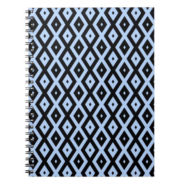 Pale blue and black diamond pattern notebook (Front)
