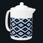 Pale blue and black diamond pattern teapot<br><div class="desc">Pale blue and black diamond pattern</div>