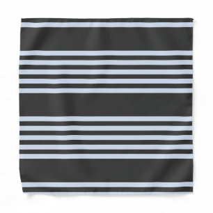 Pale blue and charcoal five stripes pattern bandana
