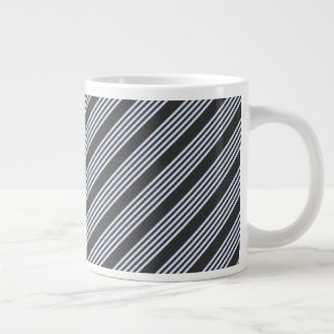 Pale blue and charcoal five stripes pattern giant coffee mug