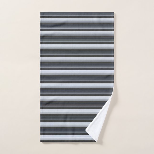 Pale blue and charcoal five stripes pattern hand towel  (Hand Towel)
