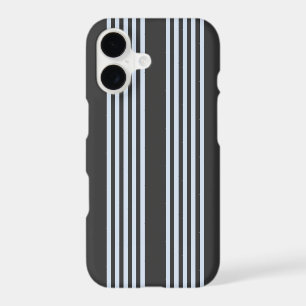 Pale blue and charcoal five stripes pattern iPhone 17 case