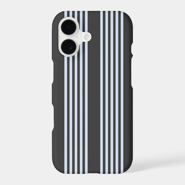 Pale blue and charcoal five stripes pattern iphone case (Back)