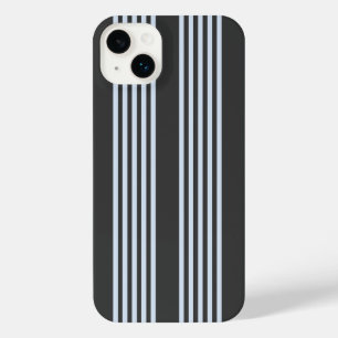 Pale blue and charcoal five stripes pattern iPhone 14 plus case