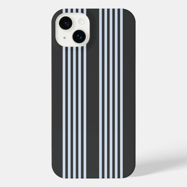 Pale blue and charcoal five stripes pattern iPhone case (Back)