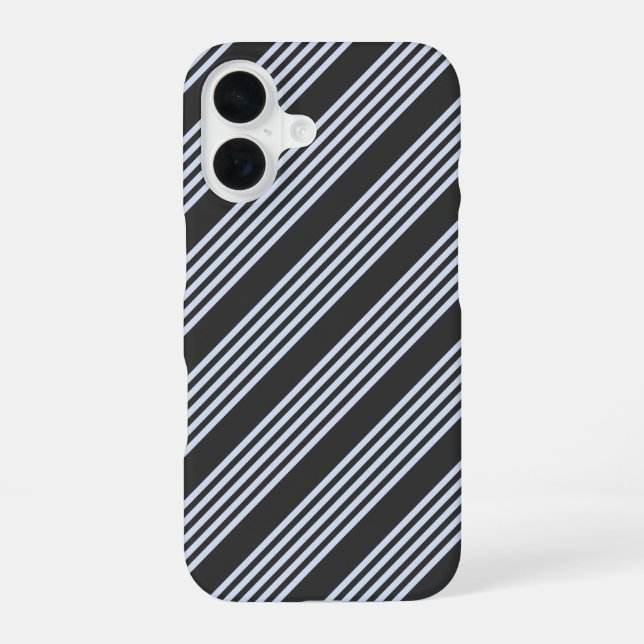 Pale blue and charcoal five stripes pattern iPhone case (Back)