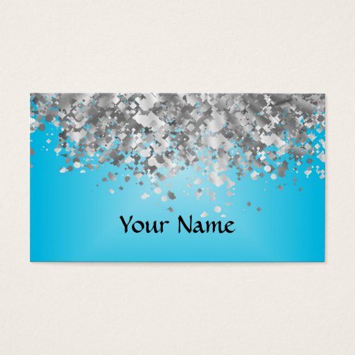 Customizable Pale blue and faux glitter business card