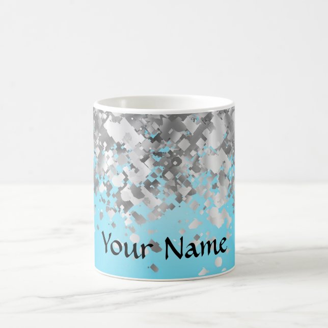 Pale blue and faux glitter coffee mug (Center)