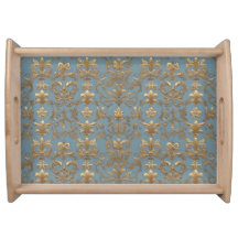 Pale blue and gold damask