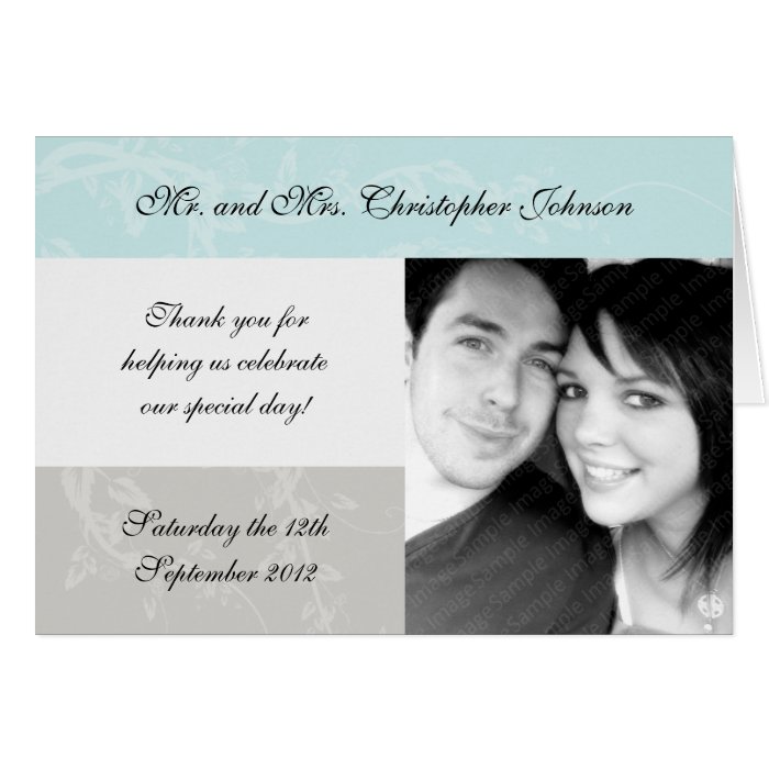 Pale Blue and Grey Wedding Thank You Cards