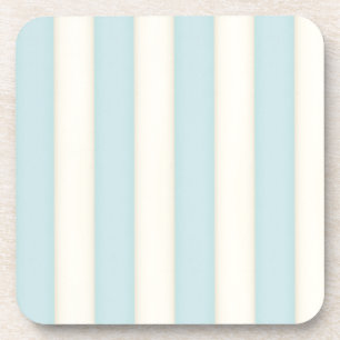 Pale Blue and Ivory Stripes Beverage Coaster