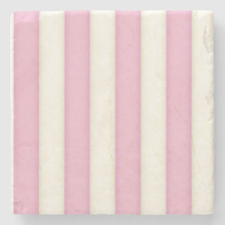 Pale Blue and Ivory Stripes Stone Coaster