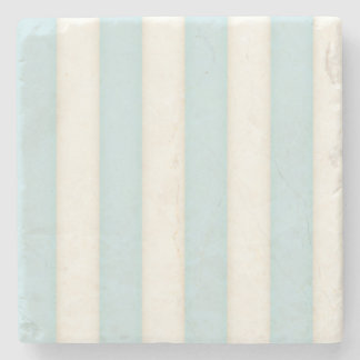 Pale Blue and Ivory Stripes Stone Coaster