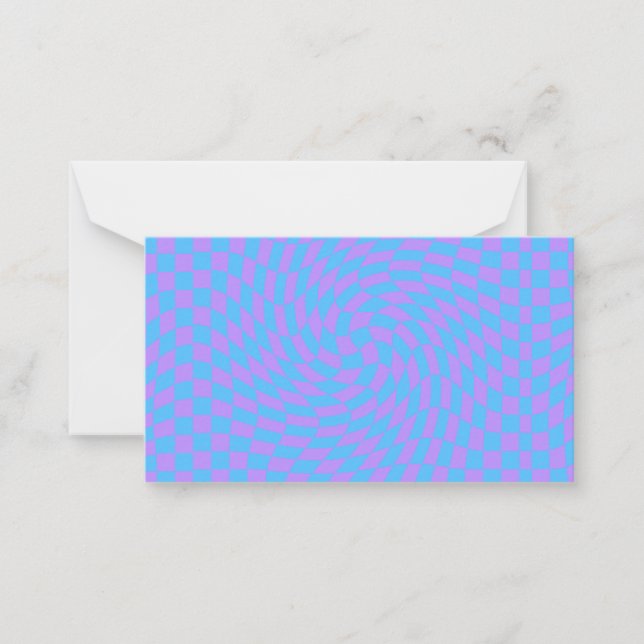 Pale-Blue and Lavender checkered  Note Card (Front)