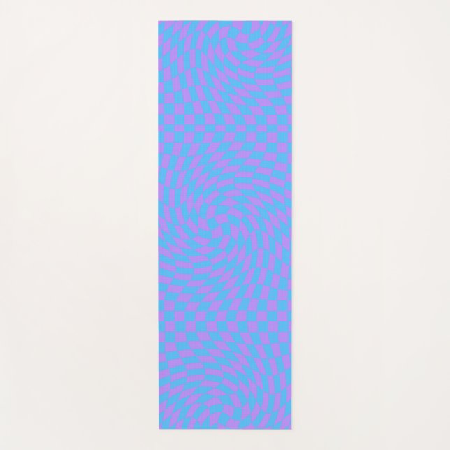 Pale-Blue and Lavender checkered pattern  Yoga Mat (Front)