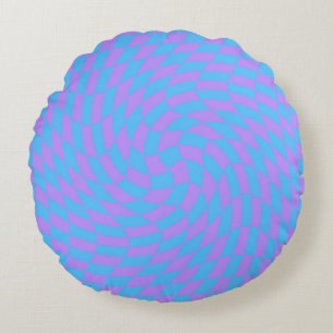 Pale-Blue and Lavender checkered Round Pillow