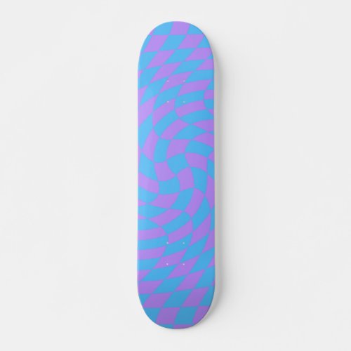 Pale_Blue and Lavender checkered  Skateboard