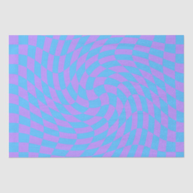 Pale-Blue and Lavender checkered   Tissue Paper (Front)