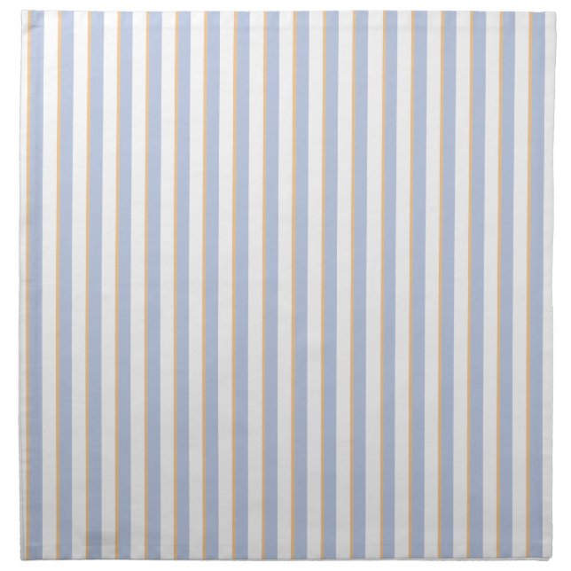 Pale Blue and Orange Stripes Cloth Napkins (Front)
