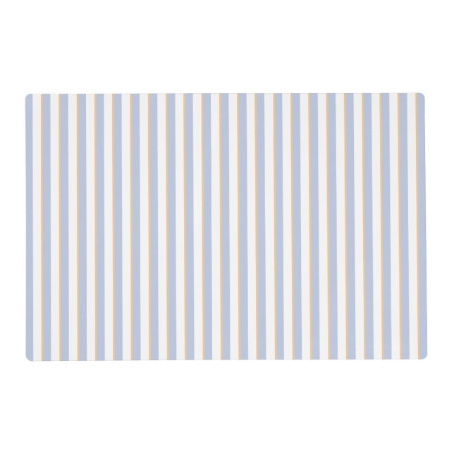 Pale Blue and Orange Stripes Laminated Placemat (Front)