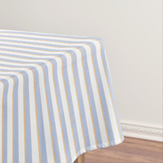 Pale Blue and Orange Stripes Tablecloth