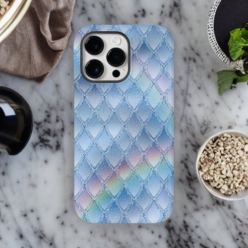 Pale Blue and Rainbow Dragon Scale Fantasy Pattern Case_Mate iPhone 14 Pro Max Case