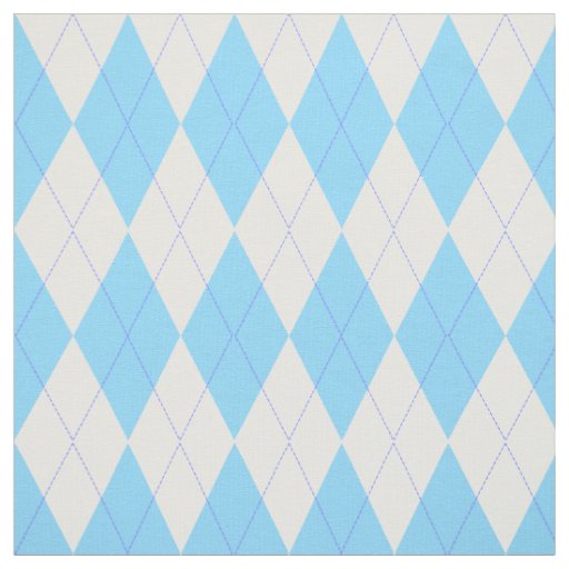 Pale Blue and White Argyle Pattern Fabric